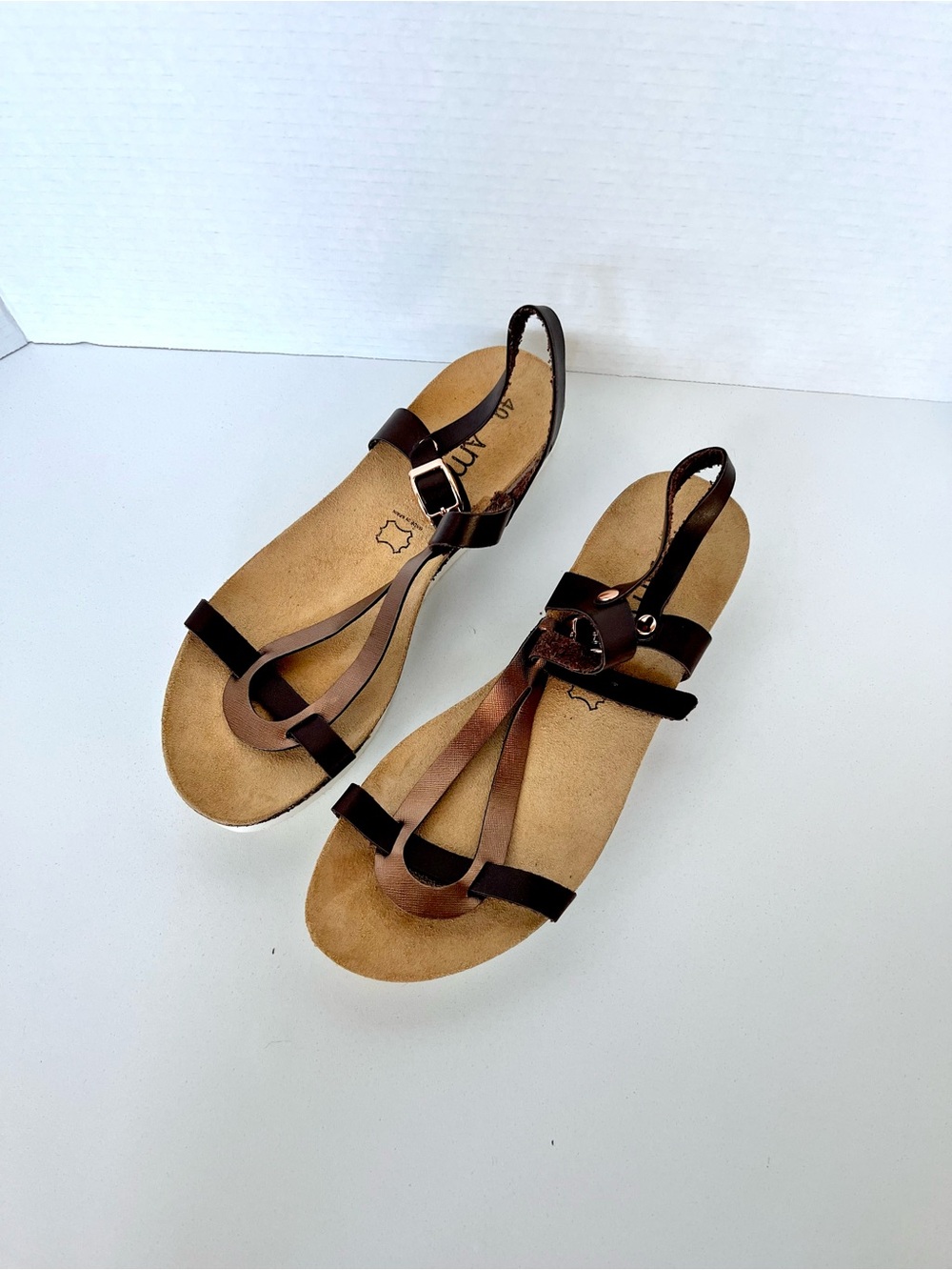 🤎 Made in Italy Women’s Brown Leather T-Strap Slingback Sandals-uk40